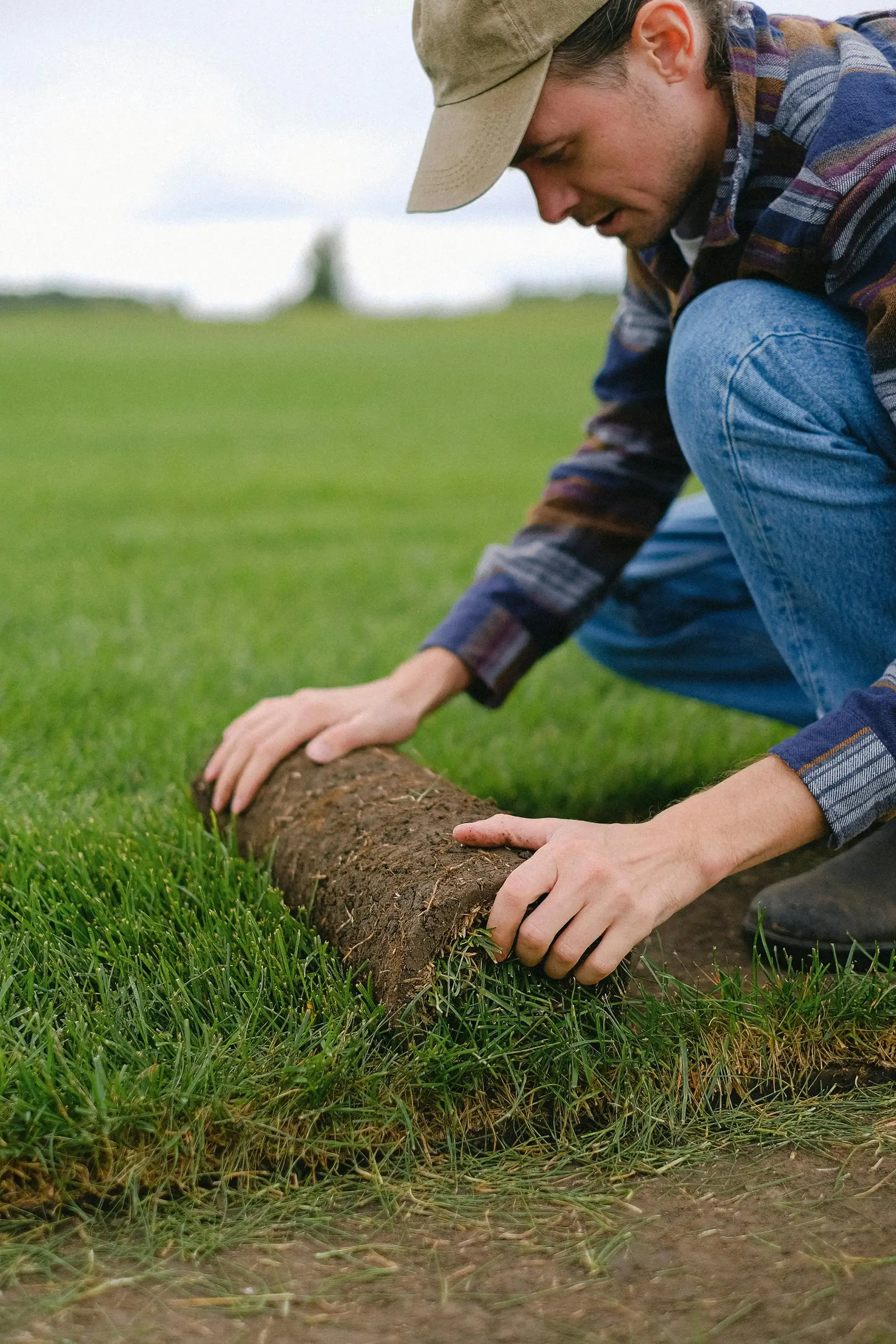 Landscape Specialists crew laying sod in Edmonton